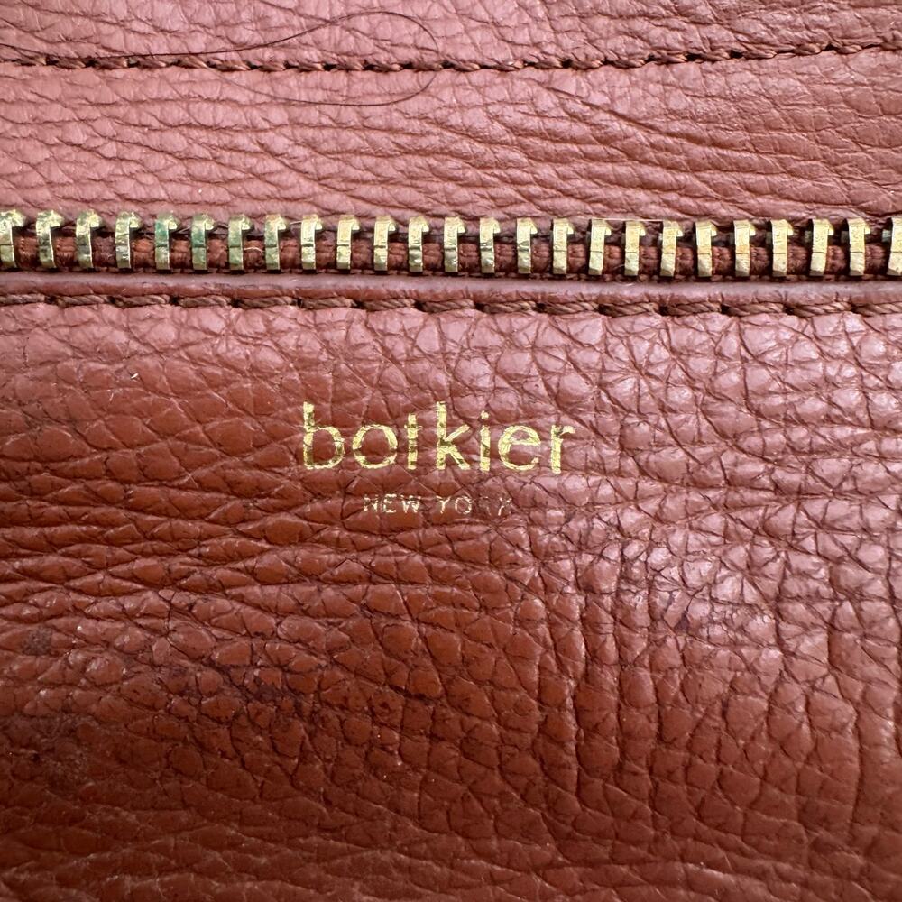 Botkier Brown Leather Tote Bag Pebbled Leather Zipper Detail Snap Soho Read - Picture 14 of 14